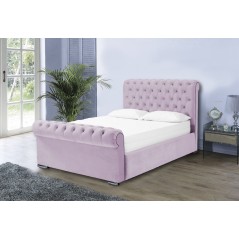 Otneros Velvet Pink 4ft6 Ottoman Double bed